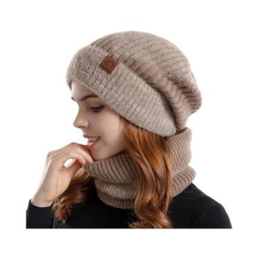 Imagem de Conjunto De Inverno Com Gorro De Lã Quente E Cachecol De Veludo Xinbao