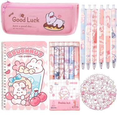 Imagem de Kit de Papelaria SIMSHOTUS 58 peças  Coelho Kawaii