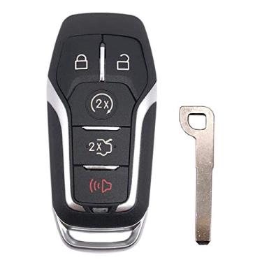 Imagem de Capa de chave Fob para Ford Explorer Edge Mustange Fusion 5 botões de substituição sem chave entrada controle Smart Key Fob capa com botão Pad e chave não cortada em brancoALIWEI preto ALLH04BLS