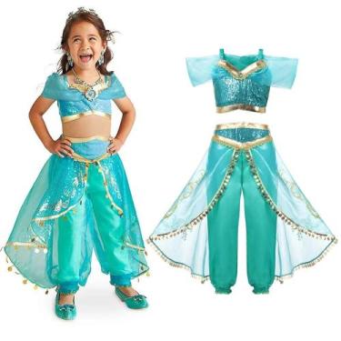 Imagem de Fantasia Jasmine Infantil Luxo Disney Princesas Tamanho 10 - Amora Enc