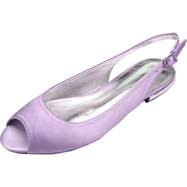 Imagem de A shoe store Sandálias femininas sem salto sem salto peep toe sem salto, Roxo, 9.5