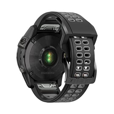 Imagem de Pulseira Esportiva Moderna compativel com Fenix 7X - Fenix 6X - Fenix 5X - Fenix 3 - Quatix 3 - Marca LTIMPORTS (EasyFit26) (Preto+Cinza)