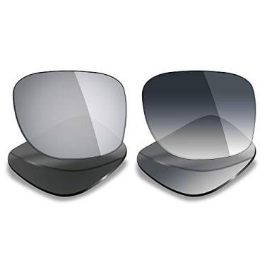 Imagem de Mryok 2 pares de lentes polarizadas de substituição para óculos de sol Oakley Holbrook – Opções, Titânio prateado e cinza dégradé, One Size