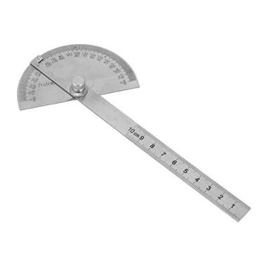 Imagem de Transferidor giratório, localizador de ângulo, prático aço inoxidável 180 (escala de régua, 100 x meio diâmetro de círculo, 90 mm)