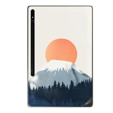 Imagem de ZiEuooo Capa protetora de silicone macio compatível com Samsung Tablet Galaxy S8 Plus ultra fina leve e fofa moda paisagem (Vulcão, S8 X700 X706)