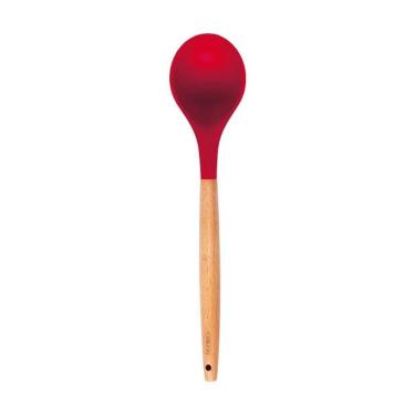 Imagem de Colher Silicone Bambu 32cm Utensilio Cozinha Não Risca