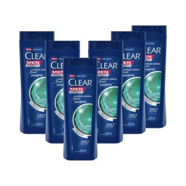 Imagem de Kit 6 Shampoos Anticaspa Clear Limpeza Diária 2 Em 1 200ml