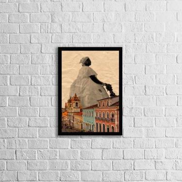 Imagem de Quadro Decorativo Baiana Bahia 33X24Cm Moldura Preta