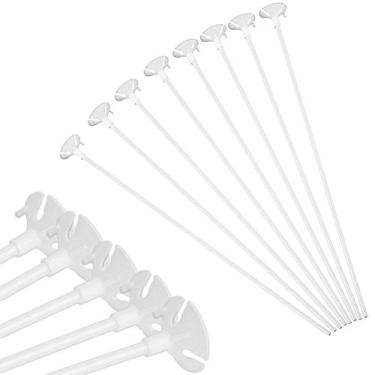 Imagem de Holoras 100 peças de suportes de balão com copos de 40,6 cm para festa, aniversário, casamento, decoração de aniversário, branco