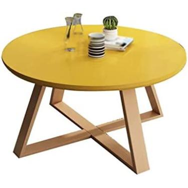 Imagem de KRASS Mesas de canto de madeira maciça, varanda simples pequena mesa redonda sala de estar móveis mesas de sofá apartamento de hotel mesas laterais mesas de móveis, amarelo, 60 * 40 cm, colecionador 88
