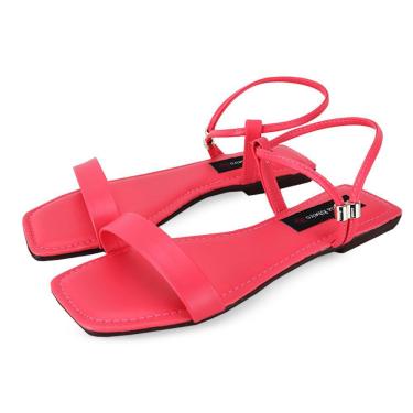 Imagem de Sandália Rasteira Feminina Bico Quadrado Moderna Conforto