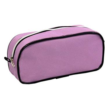 Imagem de Estojo Escolar LS Bolsas 1 divisão Lilás com Preto e Zíper Prata - EE1244