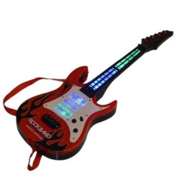 Imagem de Guitarra Infantil Rock Band Vermelha Musical Com Luz E Som - Art Brink