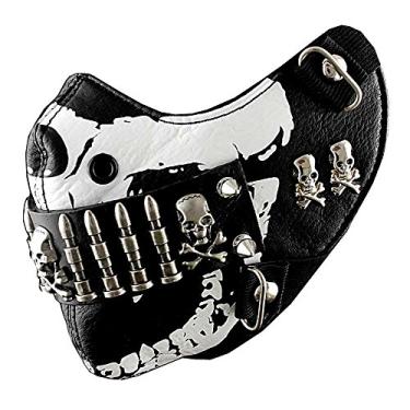 Imagem de Máscara de bala masculina punk rock motociclista personalizado hip hop motocicleta preto e branco