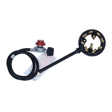 Imagem de METER STAR 41.000 BTU 10 Jets Conjunto de queimador de ferro fundido caseiro Sistema de controle de chamas e regulador de alta pressão com mangueira para DIY Forge Pizza Forno de peru Acessórios para fritadeira de peru