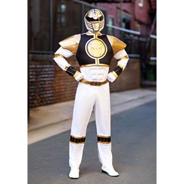Imagem de Fantasia de Ranger Branco para Adultos, Mighty Morphin Power Rangers, Clássico Masculino GG (42-46), Branco, Mens XL (42-46)