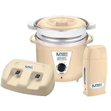 Imagem de Termocera Panela Depilação 900g c/Refil + Base Dupla c/ 1 Rollon Bege Mega Bell