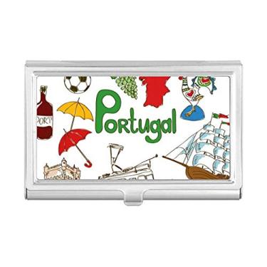 Imagem de Porta-cartões de visita com bandeira nacional de Portugal Landscap