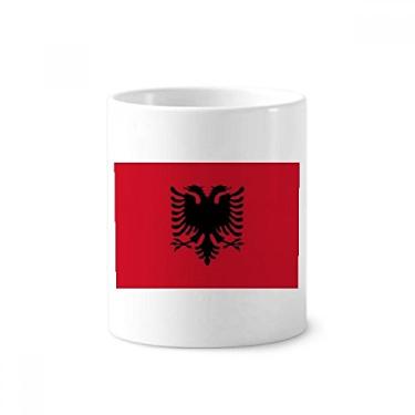 Imagem de Suporte de caneta de escova de dentes com bandeira nacional da Europa da Albania com suporte de cerâmica