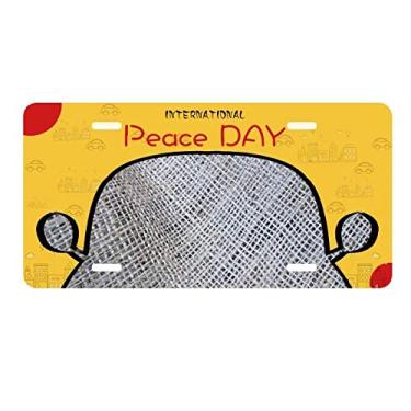 Imagem de DIYthinker Placa de licença abstrata cinza linho tecido decoração de carro dia da paz