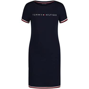 Imagem de Tommy Hilfiger Vestido camiseta de manga curta para meninas tamanho único, Bodycon azul-marinho, 7