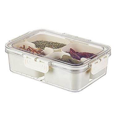 Imagem de OKJHFD Seasoning Box,Spice Storage Box Handheld Dustproof Safe Food Grade 4 Grid Seasoning Container for Home Kitchen Sugar, Salt, Pepper and Holding Spices, Herbs and Seasonings