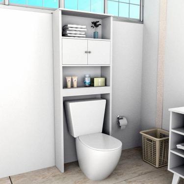 Imagem de Armário Para Banheiro Com 2 Portas E 3 Prateleiras Slim Branco