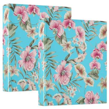 Imagem de Pastas de caderno com folhas tropicais de 3,5 cm, anéis redondos, fichários para caderno com capa de bolso, pacote com 1/2 fichários sortidos, 200 folhas