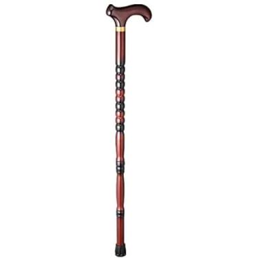 Imagem de Bengala de madeira feita à mão com base de borracha antiderrapante, bengalas de faia ajustáveis ​​com alça de pulso, muletas, corrimão para homens e mulheres na moda, estilo 4,90 cm