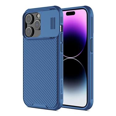 Imagem de Nillkin Capa projetada para iPhone 14 Pro Max com capa para câmera, capa CamShield Pro com proteção para câmera deslizante, capa fina à prova de choque para iPhone 14 Pro Max de 6,7 polegadas, azul