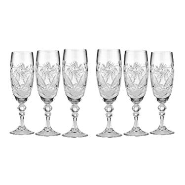 Imagem de 6 copos de champanhe de cristal russo cortado em uma haste 200 ml/6,8 oz feito à mão