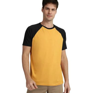 Imagem de Camiseta Masculina Raglan Amarelo Mostarda e Preto-Masculino
