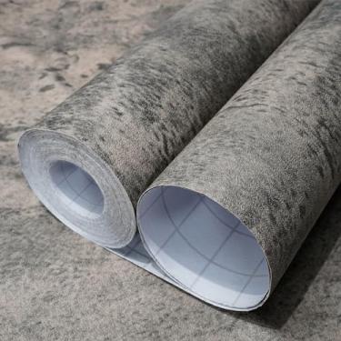 Imagem de WAPANE Papel de parede de concreto cinza 40 cm x 914 cm, papel de contato de cimento bege 3D fosco texturizado, papel de parede autoadesivo e removível