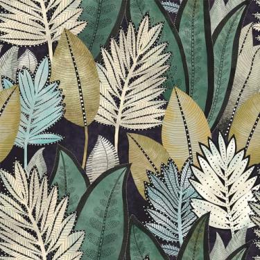 Imagem de MAGAFA Papel de parede vintage cinza folha verde descasque e cole papel de parede de contato com plantas para armários papel de parede removível para quarto prateleira de papel de parede autoadesivo