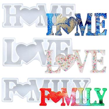 Imagem de Tvoip 3 moldes de resina de silicone para casa, família, slogan de amor, moldes de resina epóxi, ferramentas de fundição para arte em resina UV, joias, artesanato artesanal DIY