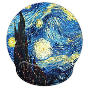 Imagem de Mouse pads para computadores, ergonômico, espuma viscoelástica, antiderrapante, suporte de pulso Van Gogh - Mousepad de descanso leve para escritório, jogos, computador, laptop e Mac, alívio da dor,