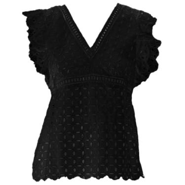 Imagem de Pinko Tops de algodão preto e camiseta feminina, Preto, 39