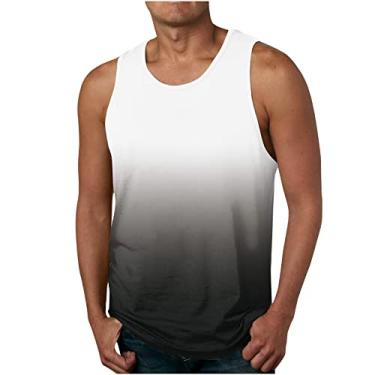 Imagem de Colete masculino gradiente para verão, outono, sem mangas, gola canoa, atlético, camiseta regata masculina 2024, Z-678 Branco, XG