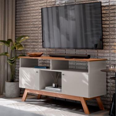 Imagem de Rack para TV Até 43 Polegadas Amsterdã 2 Portas 1 Prateleira Off White/Nature - Tebarrot