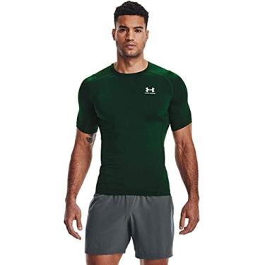 Imagem de Under Armour Camiseta masculina de compressão HeatGear de manga curta, Verde floresta (301)/branco, 3X-Large Big
