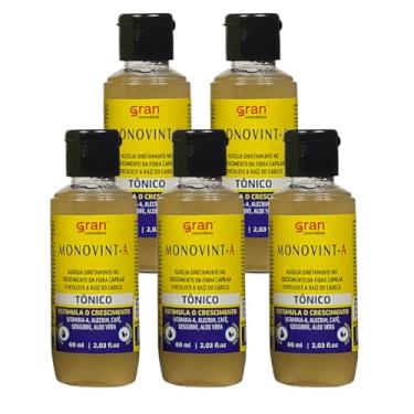 Imagem de Gran Cosmética Kit 5 Unidades Tônico Monovint - A e Vitamina B5 60ml Ativador e Estimulador de Crescimento Capilar Unissex para Mulheres com Cabelo Frágil