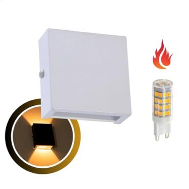 Imagem de Arandela Externa Mini Slim + LED G9 Luminária de Parede Muro 2 Fachos 2 Focos Em Alumínio Interna - 143 (Branco, Lâmpada Branca Quente)