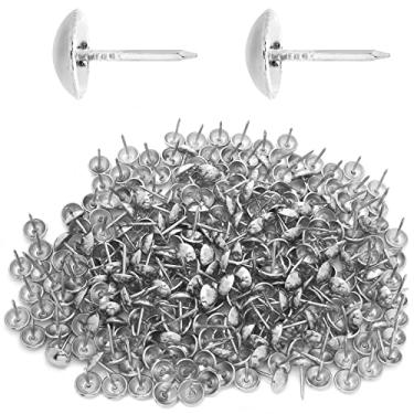 Imagem de Jiozermi 300 peças de tachas prateadas para estofamento, cabeça redonda de 0,43 cm de diâmetro, pregos de estofamento, pregos de móveis, pregos decorativos de sofá para móveis e decoração DIY