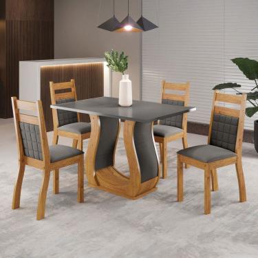 Imagem de Mesa de Jantar 4 Lugares Miller/Sicilia Marrom/Cinza/Veludo/Grafite - Viero Móveis