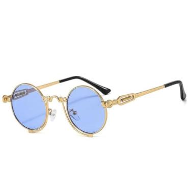 Imagem de Moda redonda óculos de sol feminino masculino gradientes lente liga escultura quadro luxo vintage óculos de sol uv400, c7, um tamanho