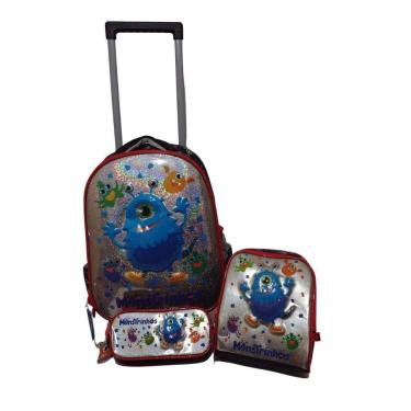Imagem de Mochila Infantil Menino Clio de Rodinha FT7078K Monstrinhos - Azul-Masculino