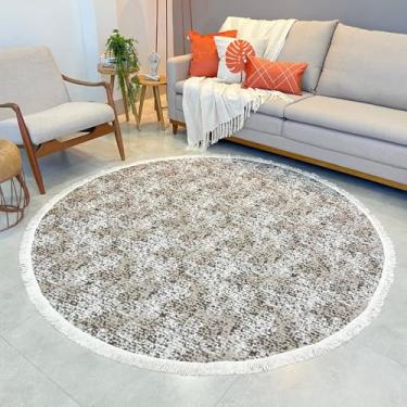 Imagem de Tapete Luxo Redondo Grande 2,00x2,00 Versátil Casa Apartamento Sala Cozinha Quarto (Marrom Mesclado, 2,00x2,00)