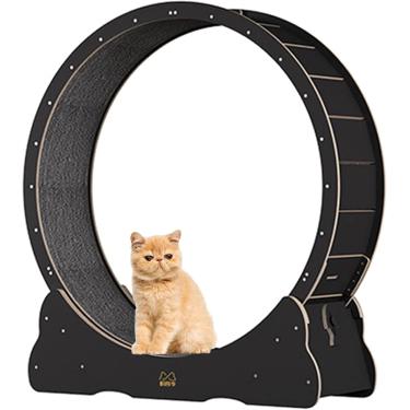 Imagem de Exercitador de roda Cat para gatos internos, roda de corrida Cat, roda de esteira Cat com almofadas de preensão substituíveis, mecanismo de travamento, rolos TPE silenciosos e silenciosos, p