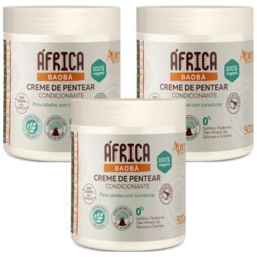 Imagem de Kit C/ 3 Creme De Pentear África Baobá Vegano Condicionante Cabelos Com Curvatura Apse 500g