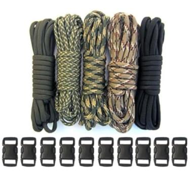 Imagem de PARACORD PLANET Kit de artesanato de paracord tipo III de 250 kg com fivelas (camuflagem solitária)